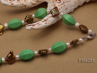 13*18mm Green Turquoise with Natural White Freshwater Pearl necklace