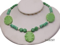 green turquoise with natural white freshwater pearl single strand necklace