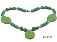 green turquoise with natural white freshwater pearl single strand necklace