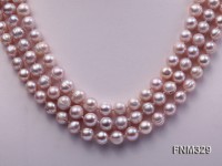 3 Strands 7-8mm Lavender Round Freshwater Pearl Necklace