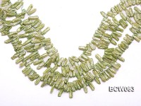 Wholesale High-quality 5x15mm Apple Green Biwa-shaped Cultured Freshwater Pearl String