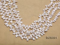 Wholesale 7X12mm Classic White Biwa-shaped Cultured Freshwater Pearl String