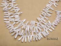 Wholesale 9x30mm Classic White Biwa-shaped Cultured Freshwater Pearl String