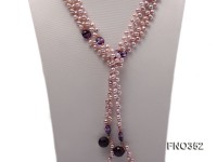6x7mm purple rice shape freshwater pearl and amethyst necklace
