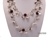 6.5×8.5mm white rice shape freshwater pearl and crystal and red stone necklace