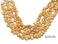 Wholesale 11x15mm Golden Irregular Cultured Freshwater Pearl String