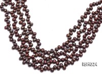 Wholesale 6x8mm Reddish Brown Side-drilled Cultured Freshwater Pearl String