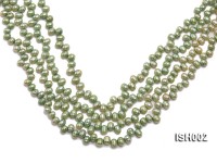 Wholesale 6x8mm Green Side-drilled Cultured Freshwater Pearl String