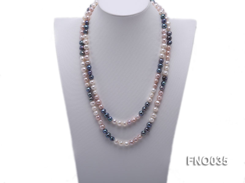 7-8mm colorful round freshwater pearl necklace