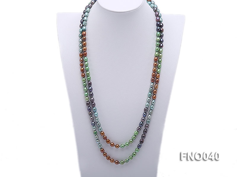 7x9mm multicolor oval freshwater pearl necklace