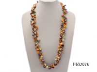 14mm white round pearl and colorful irregular crystal and yellow irregular pearl necklace
