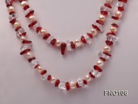 7-8mm yellow freshwater pearl and white and red crystal necklace