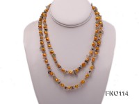 8-9mm yellow irregular crystal and yellow flat freshwater pearl necklae