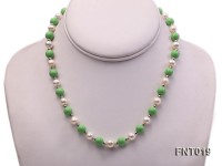 White Freshwater Pearl & Green Turquoise Beads Necklace and Bracelet Set