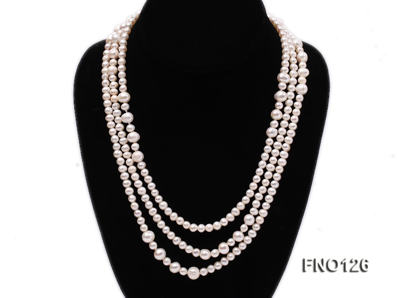5-6mm natural white round freshwater pearl with big pearls necklace