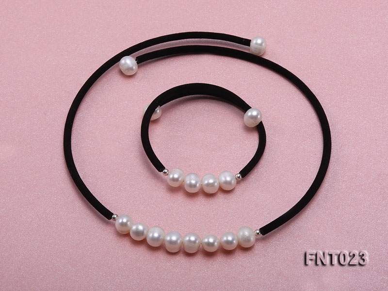 8-9mm White Cultured Freshwater Pearl Necklace and Bracelet