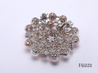 Gold Plated Brooch with Freshwater Pearls and Shining Rhinestone Beads