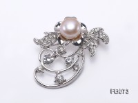 Gold Plated Brooch with Freshwater Pearl and Rhinestone Beads