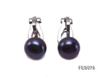 9.5mm Black Flat Cultured Freshwater Pearl Clip-on Earrings