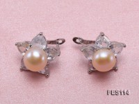 Flower-shaped Pink Freshwater Pearl Earrings