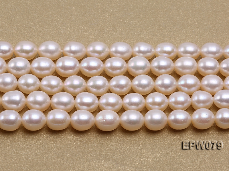 Wholesale 6.5X8mm White Rice-shaped Freshwater Pearl String
