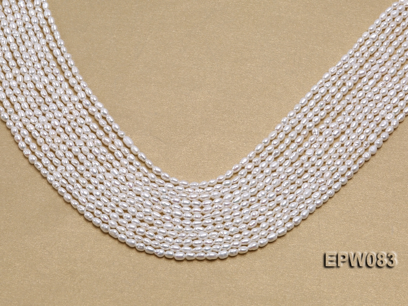 Wholesale 3×4.5mm white Rice-shaped Freshwater Pearl String
