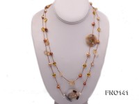 8-10mm multicolor flat pearl and yellow heart-shaped crystal and agate necklace