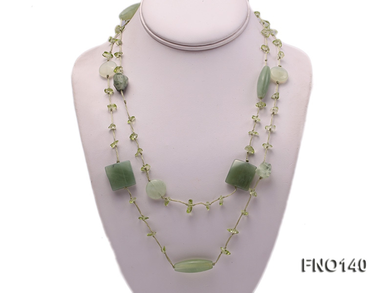 7-10mm green irregular crystal and jade necklace