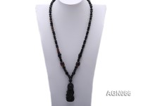 7.5x11mm black multishape agate necklace with a faceted pendant