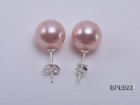 10mm light pink round seashell pearl earrings in 925 sterling silver