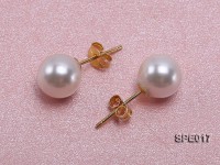 8mm white round the south seashell pearl earring with 18k GP pins