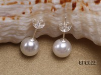 8mm white round seashell pearl earrings in 925 sterling silver