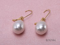 12x15mm white teardrop seashell pearl leverback earrings