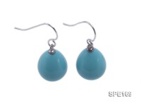 12x16mm turquoise-blue teardrop seashell pearl earrings