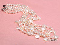 3 strand white freshwater and seashell necklace