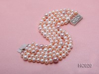 5 strand 7-10mm white and pink freshwater pearl bracelet
