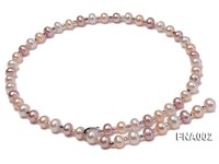 super 9-10mm natural multicolor round freshwater pearl single necklace