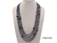 8-9mm black flat freshwater pearl and coin pearl multi-strand necklace