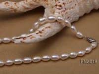natural 6-8mm white rice freshwater pearl necklace with pearl pendant