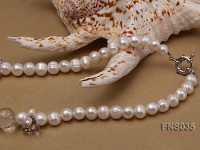 10-11mm white freshwater pearl with natural white crystal and gemstone necklace