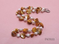 White Freshwater Pearl & Yellow Seashell Pieces Necklace and Bracelet Set
