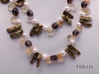 2 strands colorful freshwater pearl and smoky crystal necklace
