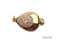 14X25mm Heart-shaped Golden Gilded Clasp Inlaid with Shiny Zircons