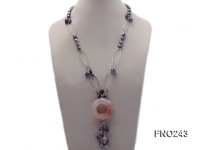 9mm lavender freshwater pearl with amethyst and white agate opera necklace