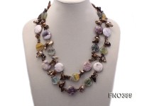 14*27mm brown tooth freshwater pearl with natural smoky quartz and gemstone opera necklace