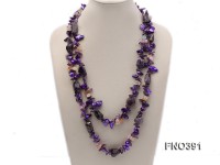 9*11mm purple tooth-shaped freshwater pearl with amethyst crystal necklace