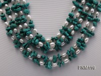 5 strand white freshwater pearl and turquoise necklace