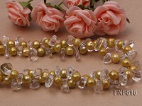 Two-strand 6x8mm Freshwater Pearl and 7x9mm White Quartz Beads Necklace