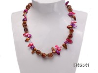 pink lavender tooth-shaped freshwater pearl with natural round red agate necklace