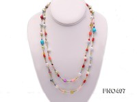 6-7mm multicolor freshwater pearl with irregular coral opera necklace